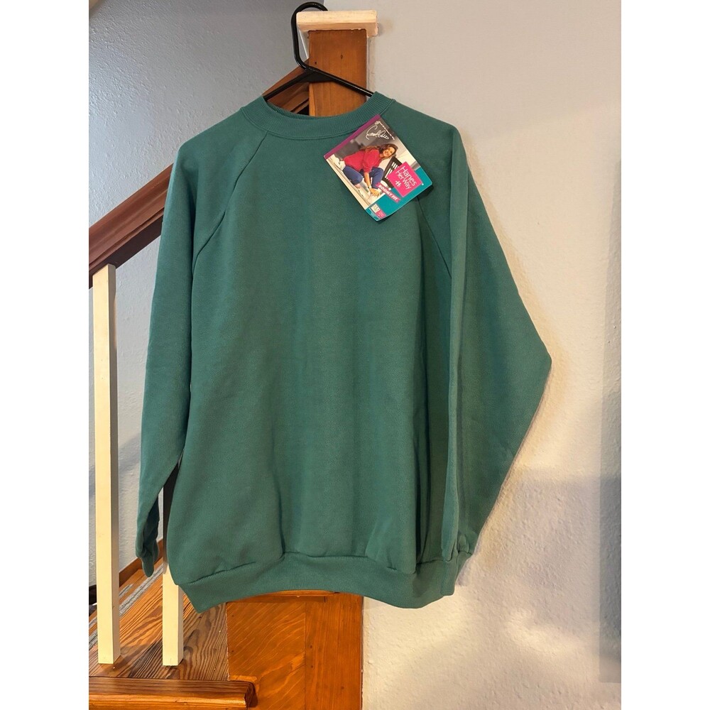 Vintage Hanes Her Way Sweatshirt Womens XL Teal USA 90s nwt deadstock roomy fit